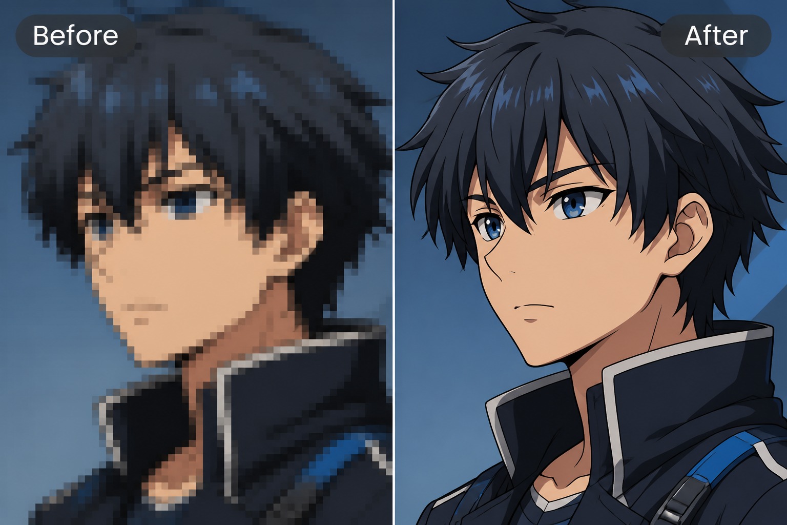 Crear arte de anime de mayor resolución